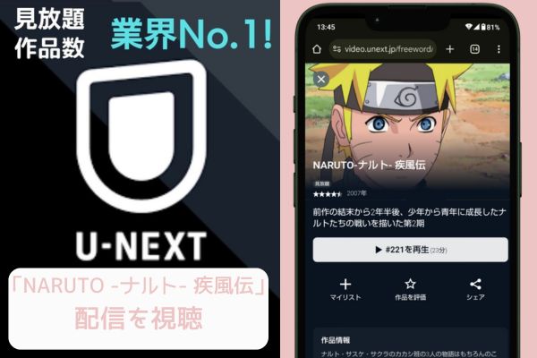 unext NARUTO -ナルト- 疾風伝 配信