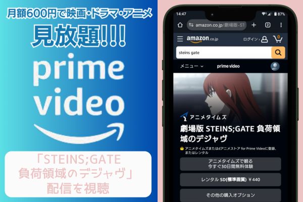 amazonプライム STEINS;GATE 負荷領域のデジャヴ 配信