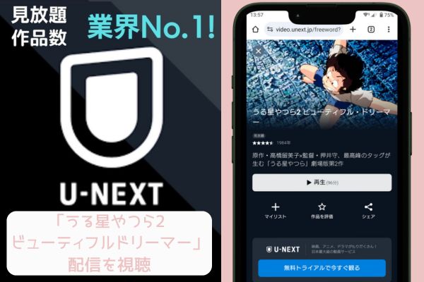 unext うる星やつら2 ビューティフルドリーマー 配信