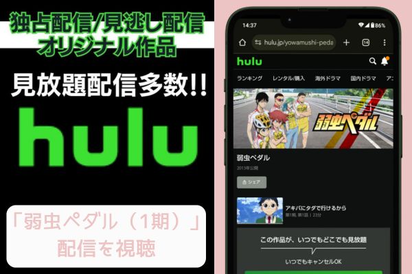 hulu 弱虫ペダル（1期） 配信