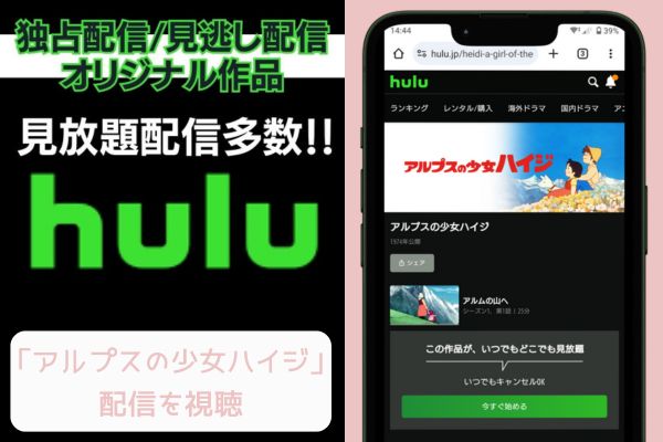 hulu アルプスの少女ハイジ 配信