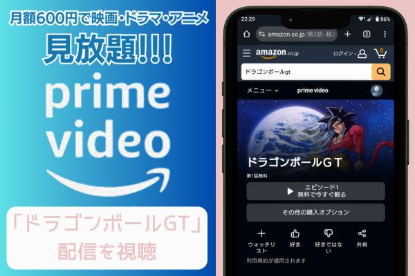 amazonプライム ドラゴンボールGT 配信