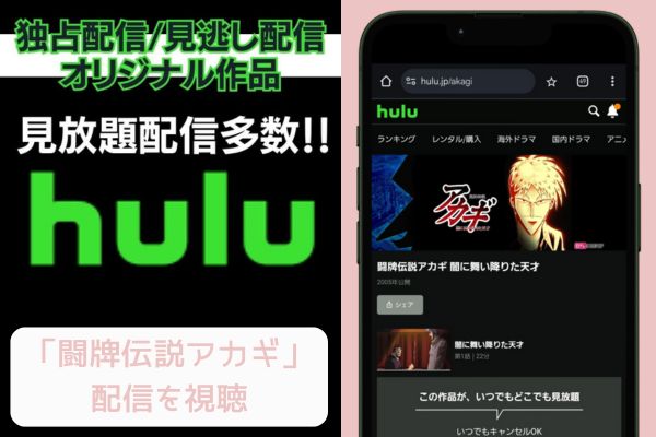 hulu 闘牌伝説アカギ 配信