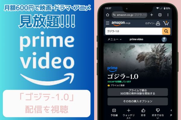 amazonプライム ゴジラ-1.0 配信