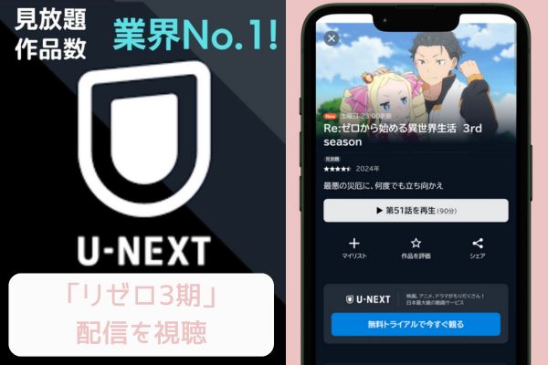 unext Re:ゼロから始める異世界生活（リゼロ）3期 配信