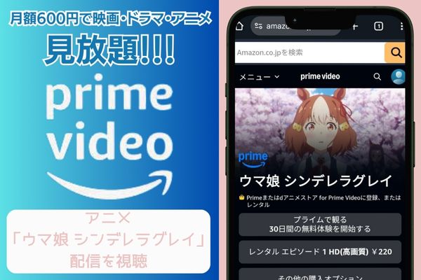 amazonプライム ウマ娘 シンデレラグレイ 配信